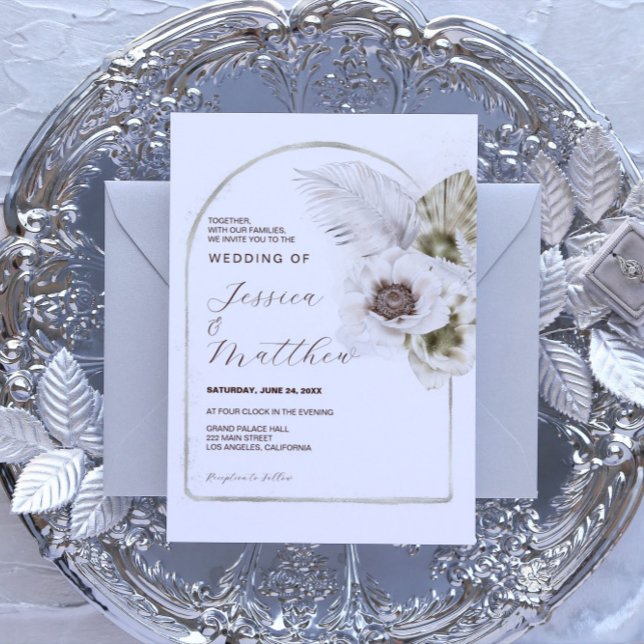 Invitación Boda de flores y plumas blancas (Subido por el creador)