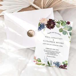 Invitación Boda de flores y vegetación de Borgoña
