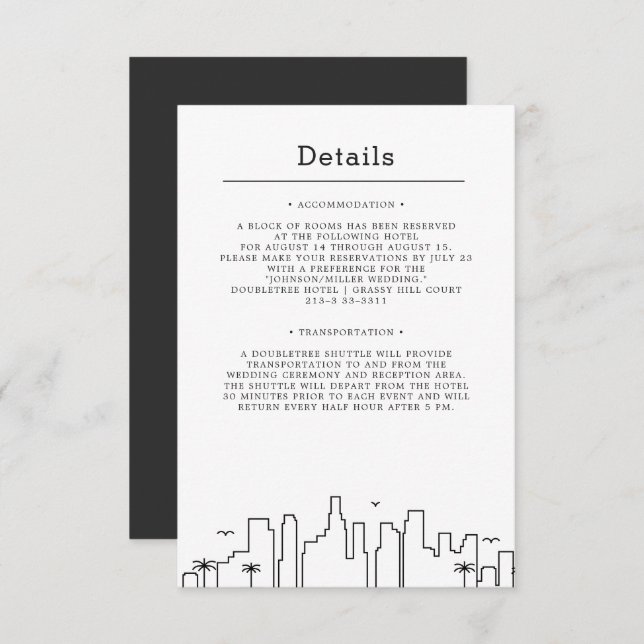 Invitación Boda de Florida | Detalles del invitado (Anverso / Reverso)