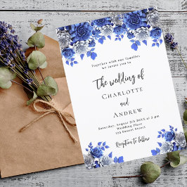 Invitación Boda de florines azules reales