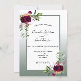 Invitación Boda de florines de bogo verde sabio