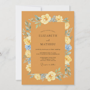 Invitación Boda de floritura floral ocre