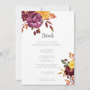 Invitación Boda de floritura otoñal con florecimiento de acua