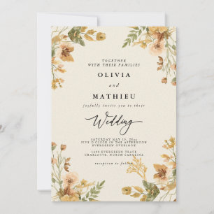 Invitación Boda de Flourish floral silenciada de otoño