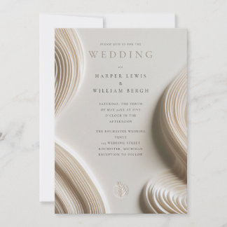 Invitación Boda de flujo abstracto esculpido y suave