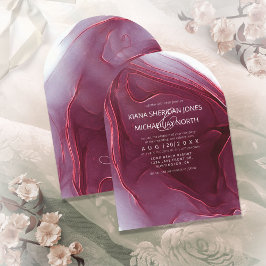 Invitación Boda de flujo de tinta de arca de borgoña ID762