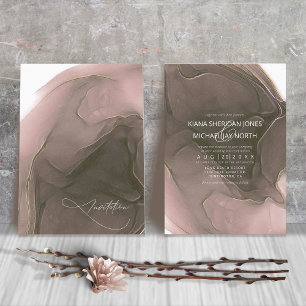 Invitación Boda de flujo de tinta Taupe ID762