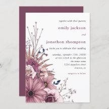 Boda de Foliage de Berry Red Pink Watercolor Flore