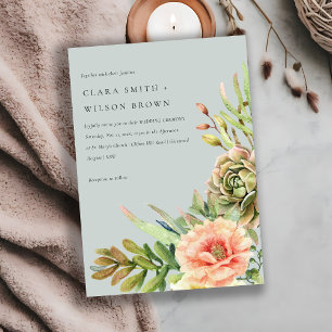 INVITACIÓN BODA DE FOLIAGE DE CACTI DE GRAY RUBOR DESERT SUCC