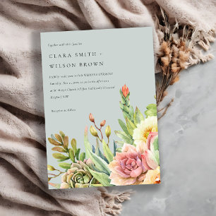 INVITACIÓN BODA DE FOLIAGE DE CACTI DE GRAY RUBOR DESERT SUCC