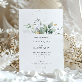 Invitación Boda de Foliage Green & Gold