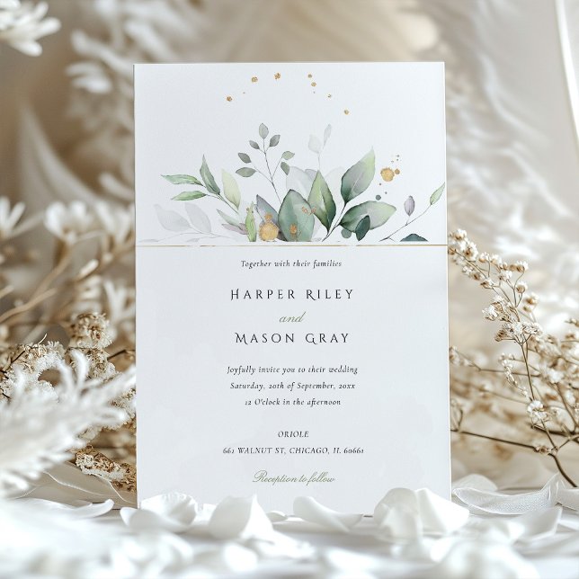 Invitación Boda de Foliage Green & Gold (Subido por el creador)