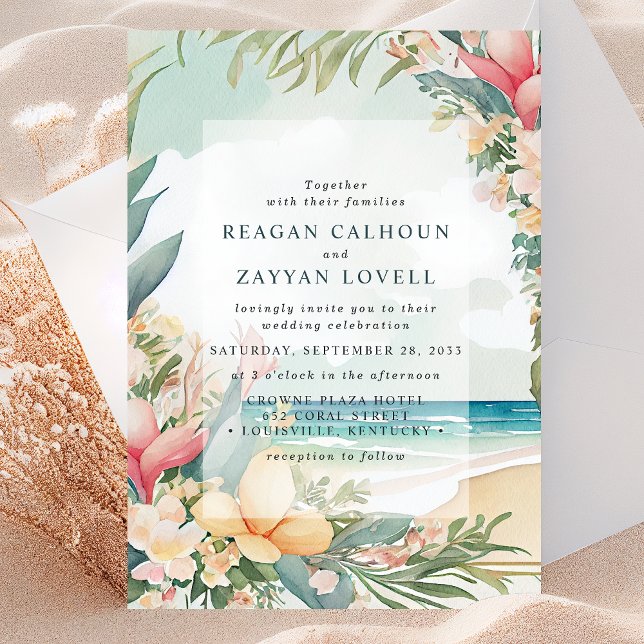 Invitación Boda de Foliaje de Playa con Acuarela Floral (Subido por el creador)