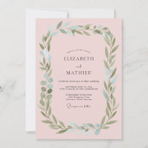 Invitación Boda de Foliaje Etéreo Rosa Sonrojado