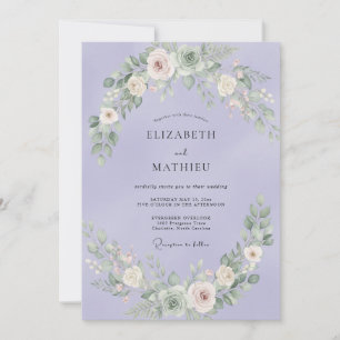 Invitación Boda de follaje acuarela pervinca