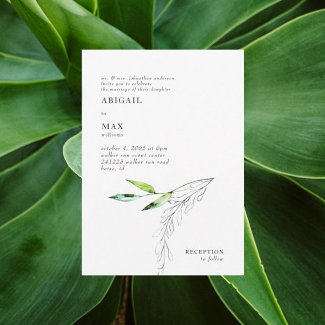Invitación Boda de follaje acuático botánico (Subido por el creador)