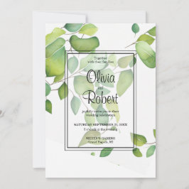 Invitación Boda de follaje acuático eucalipto verde