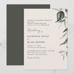 Invitación Boda de follaje botánico de champán