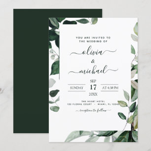 Invitación Boda de follaje botánico de presupuesto
