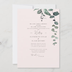 Invitación Boda de follaje botánico elegante rubor