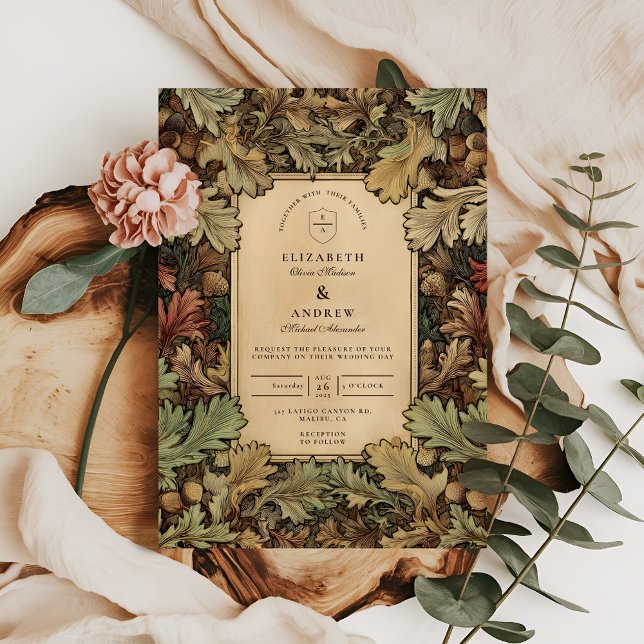 Invitación Boda de follaje botánico vintage (Subido por el creador)