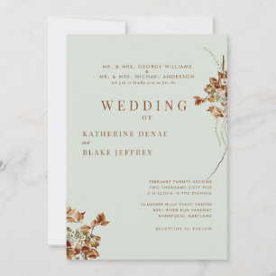Invitación Boda de follaje cálido y salvia ligera contemporán