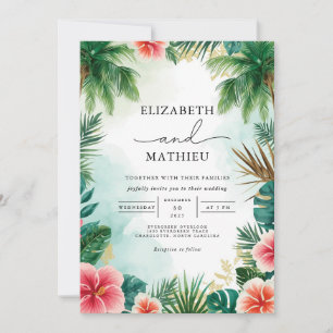 Invitación Boda de follaje de arco tropical
