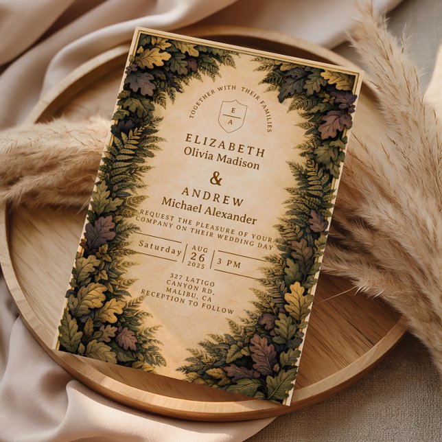 Invitación Boda de follaje de bosque otoñal (Subido por el creador)