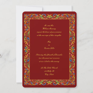 Invitación Boda de follaje de color barroco rococó retro 1685