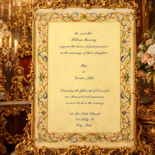 Invitación Boda de follaje de color barroco rococó retro 1685