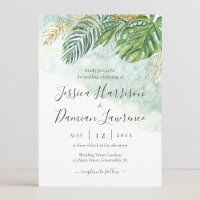 Boda de follaje de oro verde de hojas tropicales