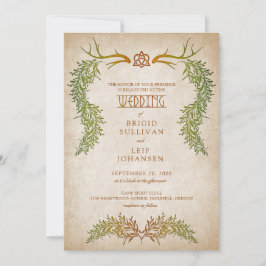 Invitación Boda de follaje de otoño pagan celta