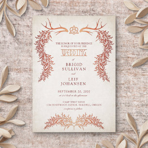 Invitación Boda de follaje de otoño pagan celta