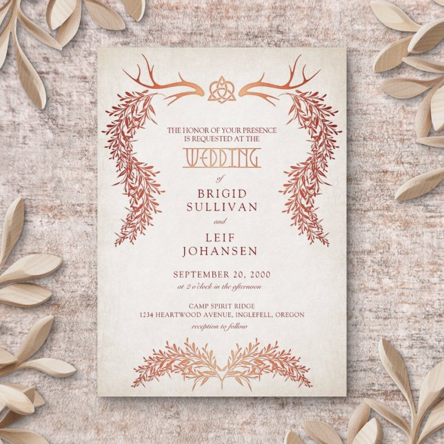 Invitación Boda de follaje de otoño pagan celta (Subido por el creador)