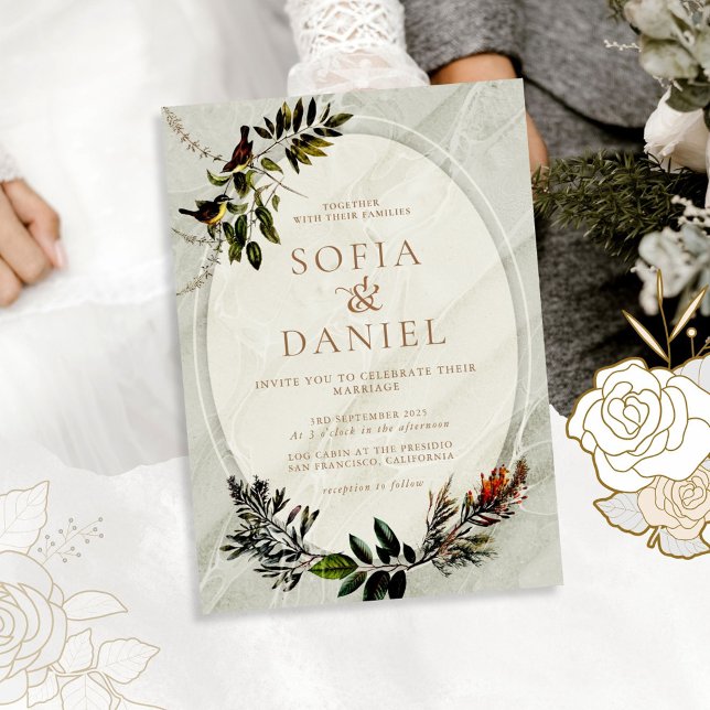 Invitación Boda de follaje de otoño vintage (Subido por el creador)