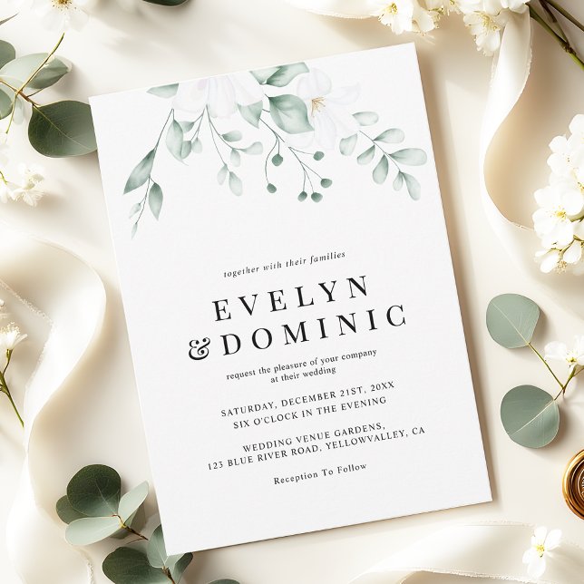 Invitación Boda de follaje de vegetación acuarela moderna (Subido por el creador)