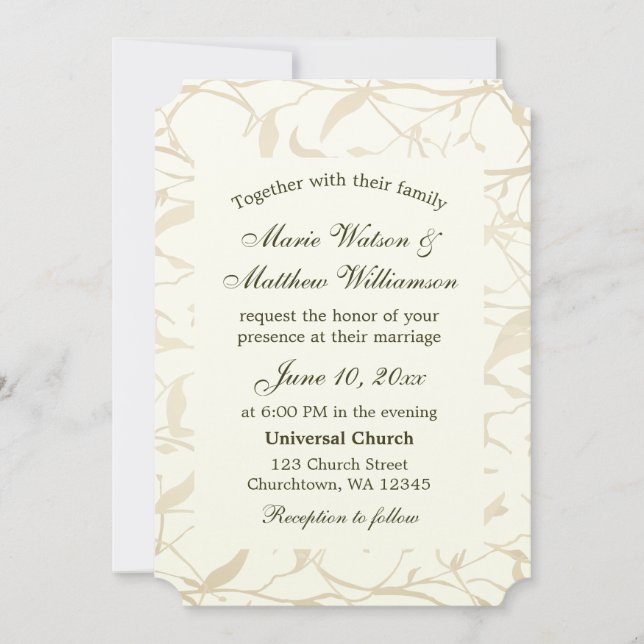 Invitación Boda de Follaje Elegante (Anverso)