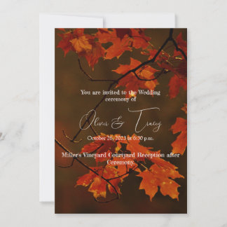 Invitación Boda de follaje elegante y oscuro