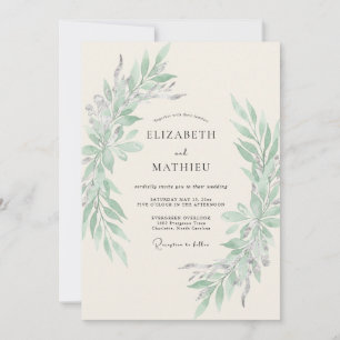 Invitación Boda de follaje etéreo verde salvia