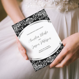 Invitación Boda de follaje lujoso con grabado plateado