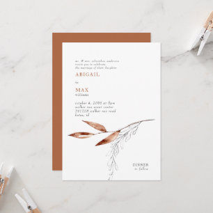 Invitación Boda de follaje moderno de terracota