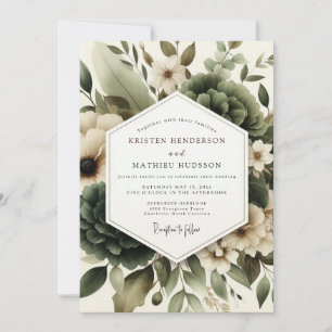 Invitación Boda de follaje nebuloso de salvia