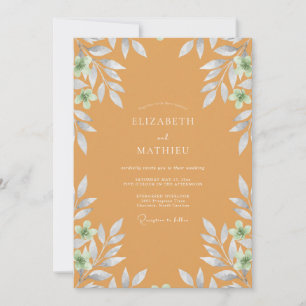 Invitación Boda de Follaje Pintado de Ocre
