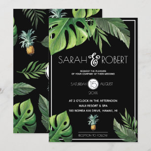Invitación Boda de follaje tropical delgado de piña