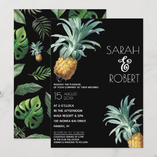 Invitación Boda de follaje tropical delgado de piña