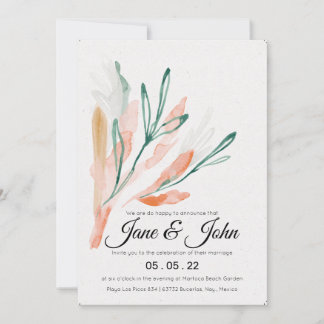 Invitación Boda de follaje Velvet Jade Peach