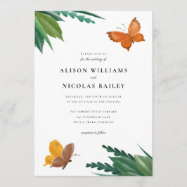 Invitación Boda de follaje verde de mariposas acuáticas