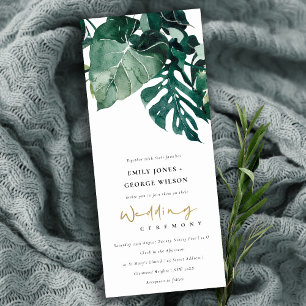 Invitación Boda de follaje verde de Monstera Tropical Moderno