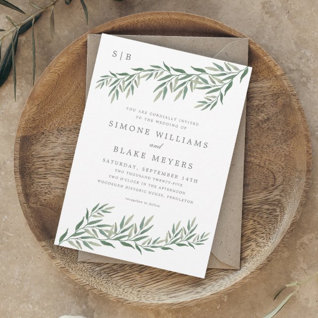 Invitación Boda de follaje verde elegante (Subido por el creador)