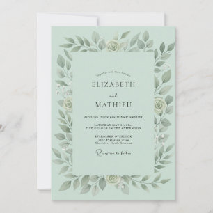Invitación Boda de follaje verde menta pacífico